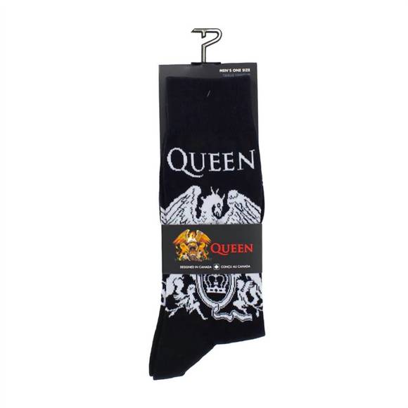 NEW PERRI‚ÄôS SOCKS men's queen white crest crew sock in black - Picture 3 of 3